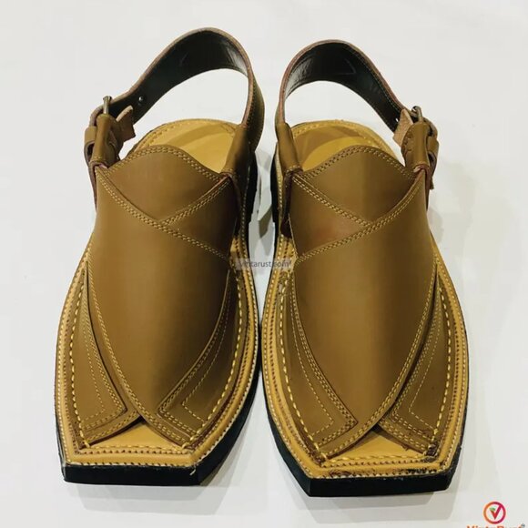 Authentic Tan Leather Peshawari Chappal, Handmade Leather Shoes for Men, Ethnic main image 5